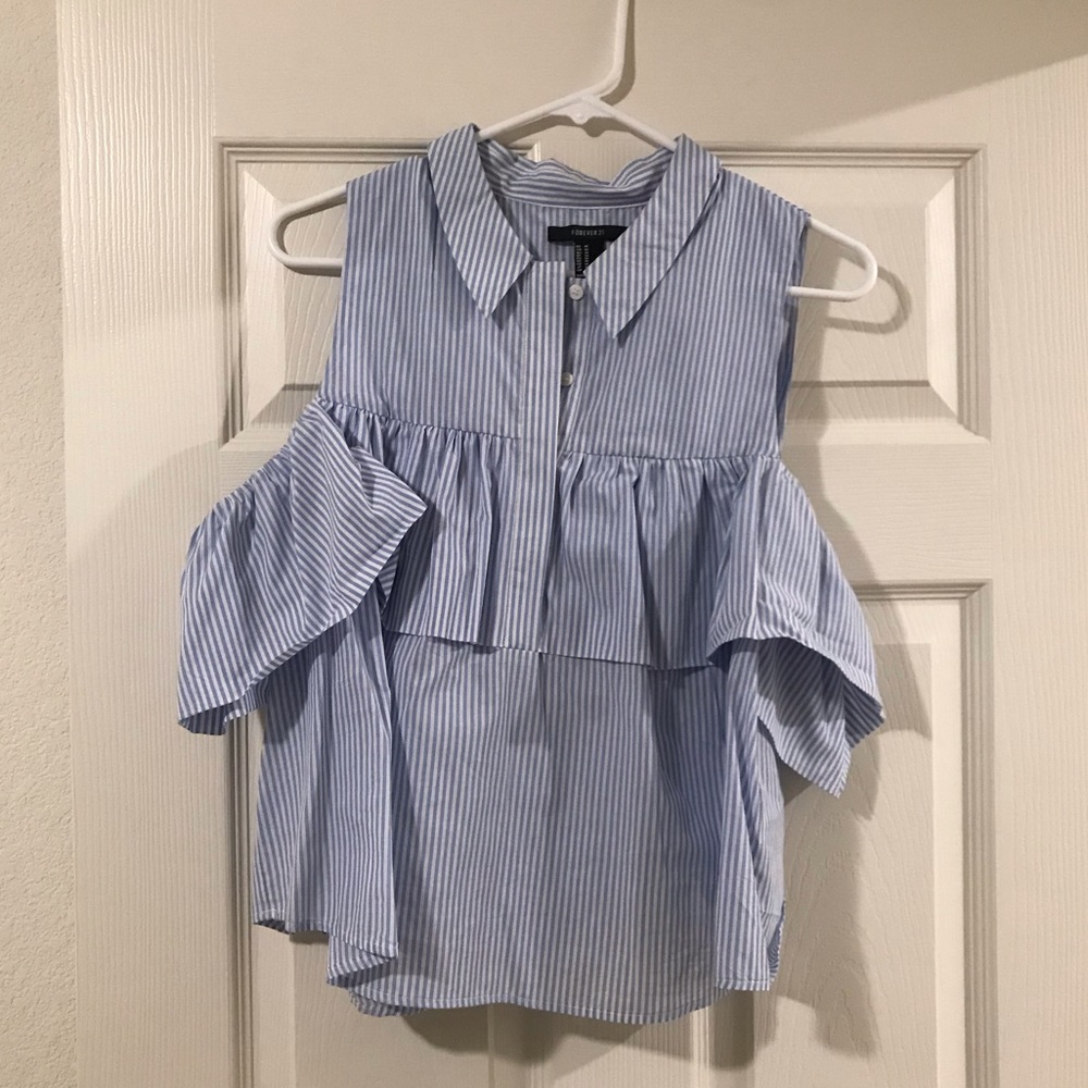 Pinstripe Off The Shoulder Top